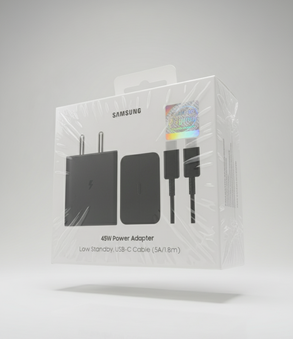 45W Samsung Super Fast Charger (Type-C) for S22, S23 Ultra, Note 20, Fold, and Tab