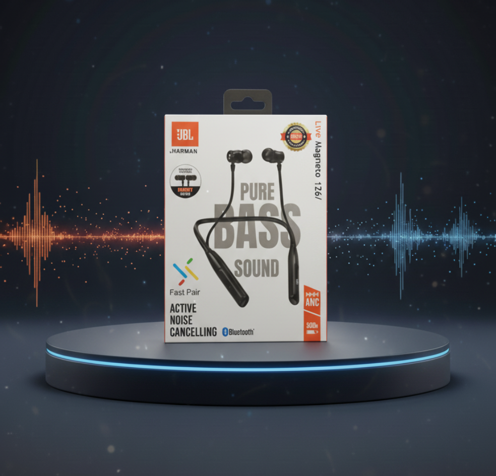 Premium JBL Live Magneto 126/ Neckband | Signature Pure Bass Audio, ANC & Magnetic Control