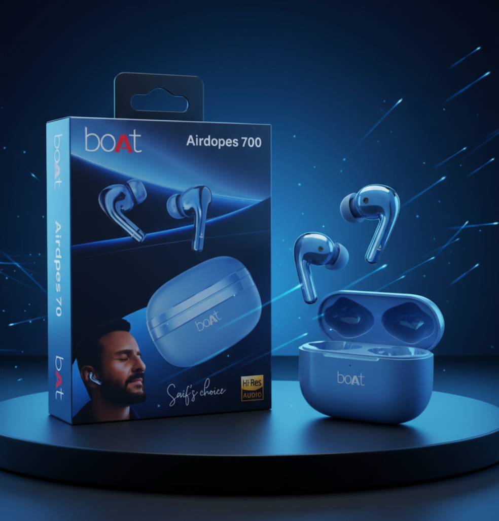 boAt Airdopes 700 TWS Earbuds | Saif's Choice | Hi-Res Audio | Premium Blue